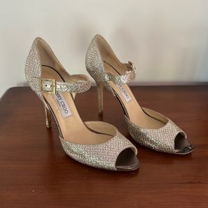 Jimmy choo champagne shimmer sandals size 40